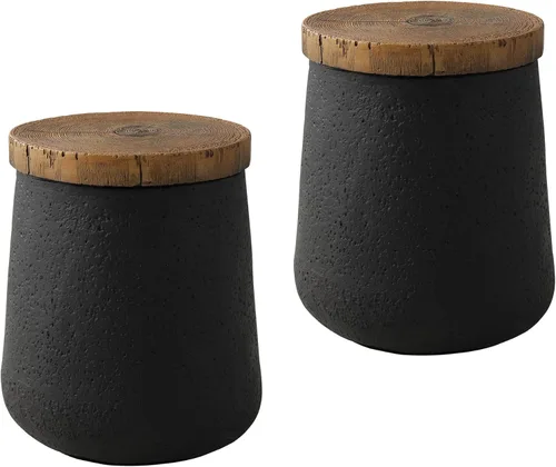 Miniatura 10 de SUNBURY Mesa auxiliar para interiores y exteriores, mesas auxiliares de 14 pulgadas de ancho para patio, mesa auxiliar decorativa, taburete