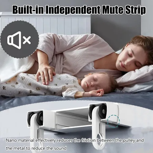 Miniatura 3 de Cortina de techo para cortinas, sistema de riel de cortina deslizante silencioso de doble fila para divisor de habitaciones, rieles de cortinas
