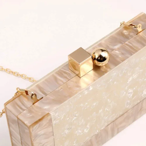 Miniatura 7 de Bolso de mano de acrílico para mujer, bolso de mano de mármol con purpurina para boda, cóctel, fiesta, baile de graduación, Beige, 7.8"x4.1"x1.8
