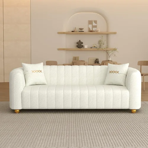 Miniatura 14 de Sofá de terciopelo negro de 83 pulgadas, sofá moderno de mediados de siglo para 3 personas Chesterfield copetudo de terciopelo con 2 almohadas