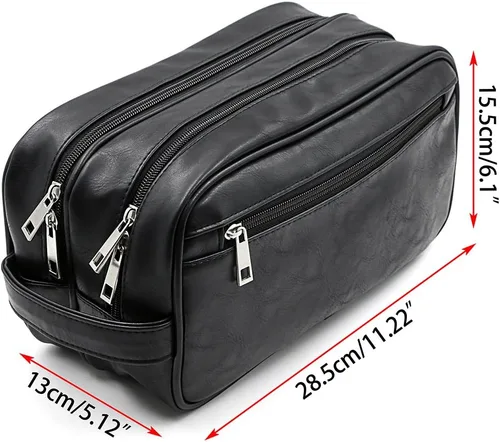 Miniatura 2 de Sumnacon Bolsas de aseo personal, unisex, de piel sintética, impermeable, organizador de artículos de aseo para viajes, perfecto para afeitar, aseo