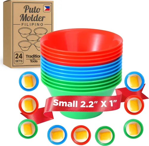Pequeño juego de 12 piezas de moldeador de Puto filipino (5,6 cm x 2,5 cm) - Moldeador de Kutsinta para hornear - Tazas de molde de Puto para