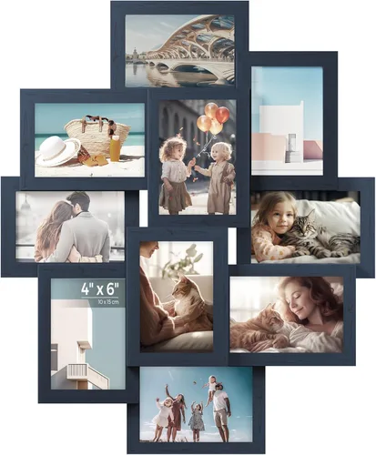Miniatura 8 de SONGMICS Marcos de fotos de collage de 4 x 6, paquete de 9 marcos de collage de fotos para decoración de pared, parte frontal de cristal, requiere