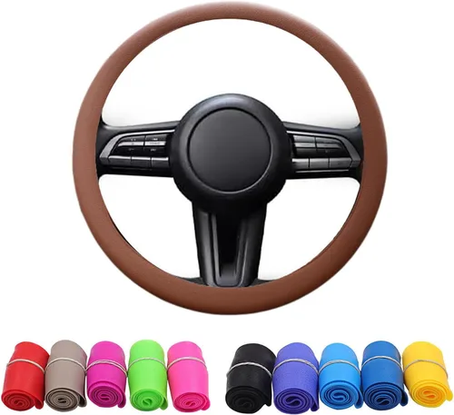 Miniatura 16 de Protector de Volante de Silicona Fresco Antideslizante, Funda Protectora de Volante, Funda Antideslizante para Volante de Coche, Funda de Volante