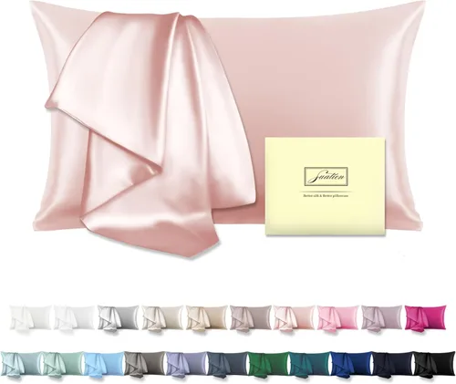 Miniatura 25 de Funda de almohada de seda para cabello y piel, suave, transpirable y sedosa 100% seda Queen, juego de 2, fundas de almohada de seda de morera