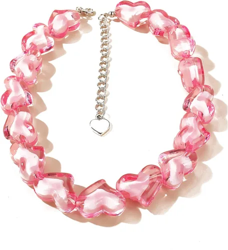 Moda Big Star resina semilla gargantilla corazón colorido caramelo color acrílico collar con cuentas grandes Strand Collares para mujeres niñas