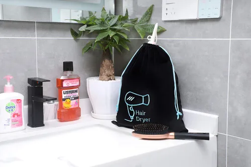 Miniatura 6 de Bolsa organizadora de almacenamiento de 11.8 x 14 pulgadas para secador de pelo y todas las herramientas para el cabello con cordón, ideal