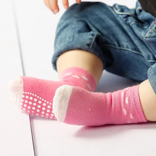Miniatura 5 de Sosenfer Calcetines antideslizantes para niños pequeños con pinzas, 5-10 pares de calcetines antideslizantes para bebés de 1 a 7 años, hechos