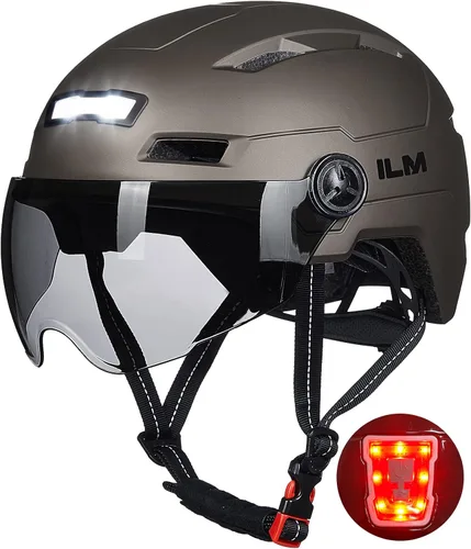 Miniatura 15 de ILM Casco de Bicicleta para Adultos con Luz LED Frontal y Trasera Recargable por USB Cascos de Bicicleta de Montaña y Carretera para Hombres