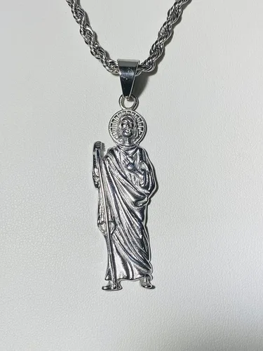 Miniatura 3 de San Judas - Colgante de plata para hombre y mujer, cadena de cuerda de acero inoxidable real de 0.118 in, joyería Mans, colgante de joyería
