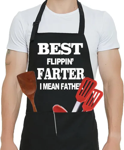 Miniatura 6 de Delantal para hombre para parrilla de barbacoa mejor Flippin' Farter I Mean Father divertido regalo para padre