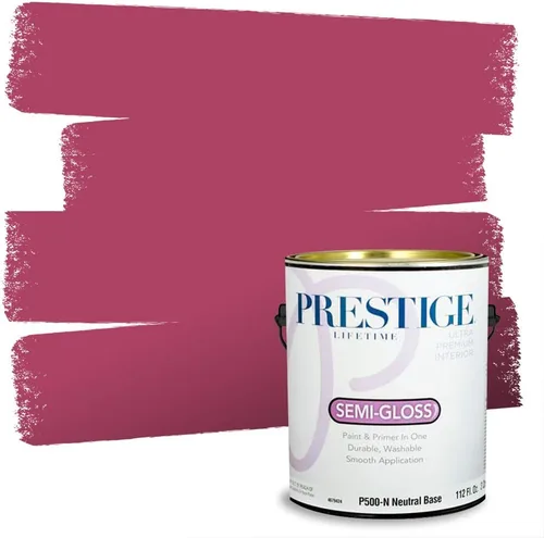 Miniatura 99 de Prestige Paints E100-T-SW6591 Pintura exterior e imprimación en uno, 1 galón, plano, combinación comparable de Sherwin Williams Amaryllis, 1 galón