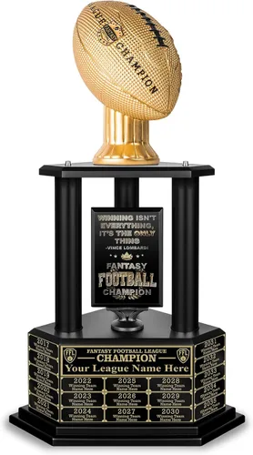 Miniatura 12 de TrophySmack Fantasy Football Trophy, 19-Year Perpetual Winner Award – Customizable Championship Award with Plaque and Winner Engravings