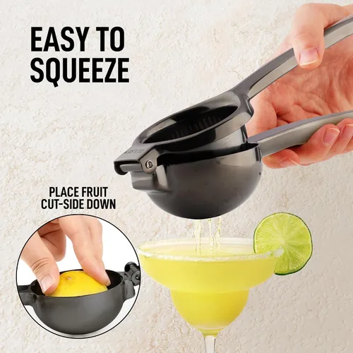 Miniatura 7 de Zulay Kitchen Exprimidor de limón extra grande de acero inoxidable, fácil de apretar y resistente, exprimidor de limón, exprimidor ergonómico