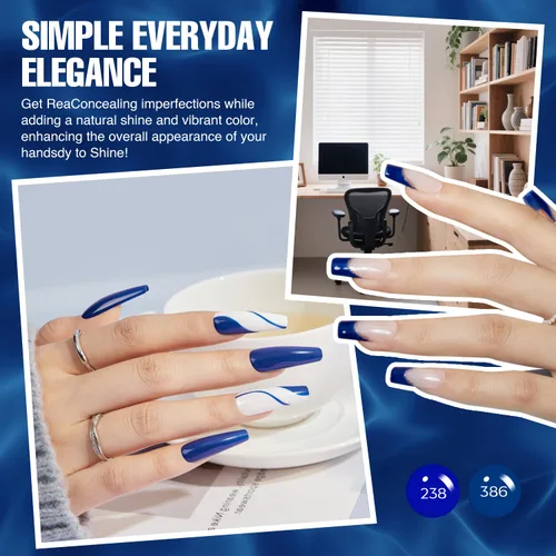 Miniatura 8 de MEFA - Juego de esmalte de uñas de gel azul, 6 colores, azul marino, zafiro, azul, brillantina, tonos oscuros, juego de iniciación, gel brillante