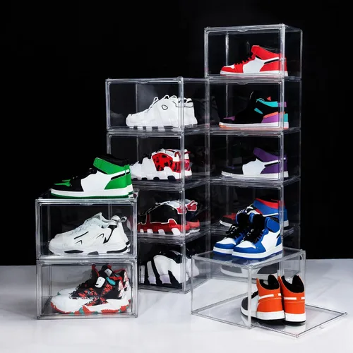 Miniatura 2 de Paquete de 12 cajas para zapatos, contenedor de caja para zapatillas de plástico acrílico transparente apilable, caja organizadora de zapatos