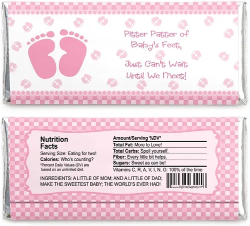 Miniatura 2 de Big Dot of Happiness - Baby Feet Pink - Envolturas de barra de caramelo para baby shower de niña - Juego de 24