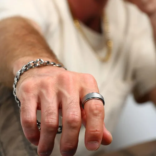 Miniatura 3 de Anillo giratorio de titanio de tungsteno de 0.2360.315 pulgadas para hombre, tamaño medio, sin níquel, anillo de ansiedad para hombres y mujeres