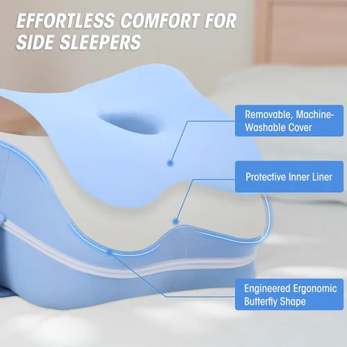 Miniatura 4 de Almohada de rodilla para personas que duermen de lado y alivio del dolor de ciática, almohada de espuma viscoelástica para piernas para dormir