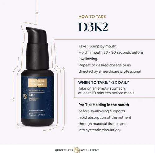 Miniatura 6 de Quicksilver Scientific Nanoemulsified D3K2 - Vitamina líquida emulsionada D3 + K2 MK7 Suplemento liposomal para corazón, salud ósea + apoyo