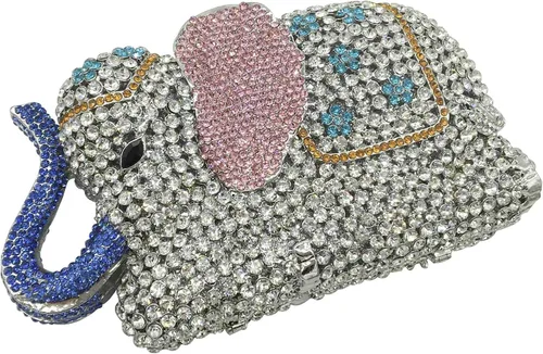 Miniatura 5 de Elefante noche Embragues Bolsas Metal Cristal Embrague Minaudiere Boda Nupcial Bolsos y Bolsos
