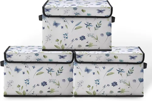 Miniatura 19 de Contenedores de almacenamiento apilables para ropa con tapas, organizadores de clóset con estampado de gatos de tela para el hogar y la oficina