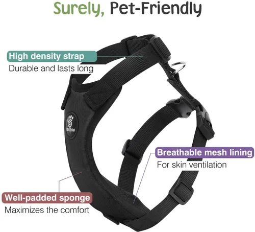 Miniatura 3 de VavoPaw Cinturón de seguridad para perro, chaleco de seguridad para coche con hebilla ajustable Cinturón de seguridad para perro para vehículo Negro