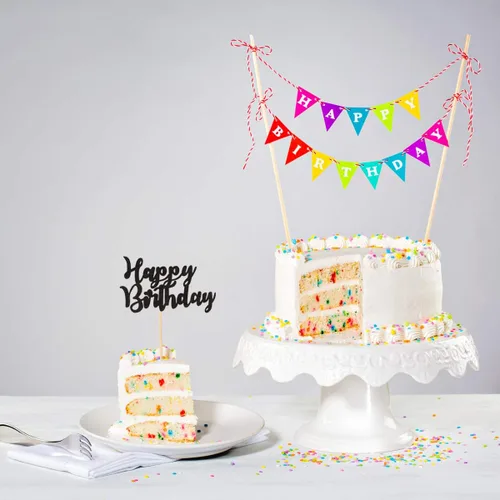 Miniatura 3 de 48 piezas de decoración para cupcakes de feliz cumpleaños, color negro, con purpurina, suministros de decoración de fiesta de cumpleaños