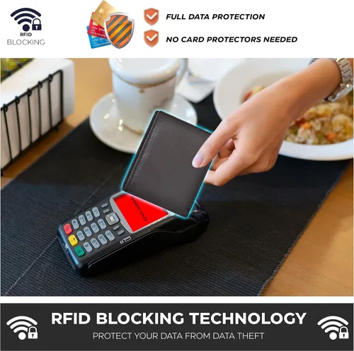 Miniatura 4 de Carteras RFID delgadas para hombres - Cartera de bolsillo frontal de piel genuina