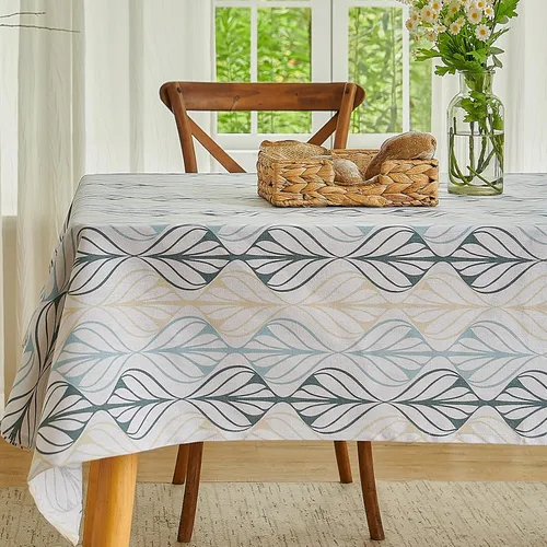 Miniatura 16 de Wracra Mantel redondo de macramé impermeable, estilo lino de granja, resistente a las arrugas, lavable, para interiores y exteriores