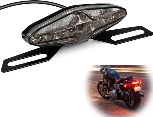 Luz trasera universal de 15 LEDs para motocicleta, luz de freno con soporte de placa compatible con Honda Yamaha Suzuki para Street Bike Sport Bike