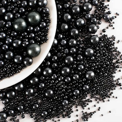 Miniatura 2 de Kasvan Black Pearl - Gránulos de azúcar comestibles – Perlas de caramelo comestibles 4.59 oz/4.58 onzas, tamaño mezclado, decoraciones de pasteles