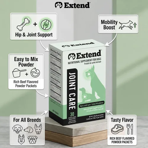 Miniatura 3 de Suplemento para perros Extend, cuidado de articulaciones para perros, suministro para 1 mes, glucosamina para perros con MSM y ácido ascórbico