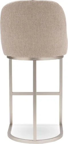 Miniatura 4 de Leick Home 10133PW/OL Taburete de bar con base de metal, juego de 2, para encimeras de cocina elevadas, mesas altas y bares, asiento moderno de lino