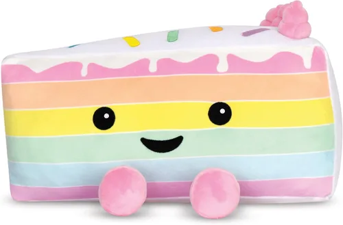 iscream Kawaii Rainbow Layer Cutie Cake - Almohada de forro polar bordada de 15 x 8 pulgadas