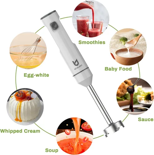 Miniatura 4 de UTALENT - Batidora de mano inalámbrica, licuadora de inmersión de velocidad variable recargable, con picadora de 16.9 fl oz, recipiente de 21.1 fl