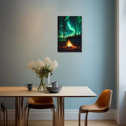 Miniatura 4 de LZIMU Aurora Borealis - Arte de pared, decoración de baño, bosque y montaña, lienzo con marco (Aurora-1, 12.00 x 18.00 pulgadas)