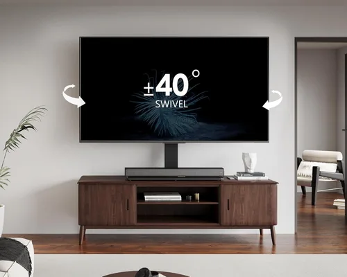 Miniatura 3 de FITUEYES Soporte universal para TV con soporte giratorio para pantallas planas de 50 a 85 pulgadas, base de vidrio templado ajustable en altura que