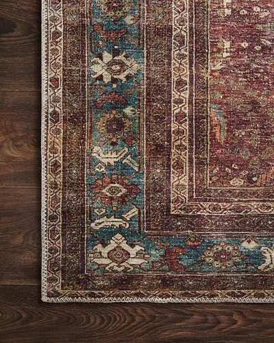 Miniatura 6 de Loloi - Alfombra tradicional larga de la colección Layla LAY-01 Ladrillo/Azul de 0,8 m x 3,6 m, 0,33 cm de espesor, suave, duradera, de inspiración