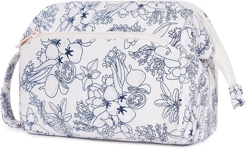 Miniatura 10 de Narwey Bolsa de maquillaje para mujer, bolsa de maquillaje de gran apertura, bolsa de cosméticos de viaje, bolsa organizadora de artículos de Negro
