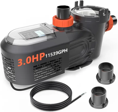 Miniatura 11 de Bomba de piscina de velocidad variable de 1.8 HP para piscinas elevadas e interiores, hasta 9114 GPH, bomba de piscina inversora de 220 V con motor