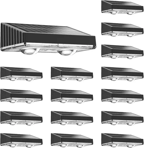 Miniatura 12 de NIORSUN - Luces solares para valla, paquete de 8 luces solares para terraza, color blanco cálido, bombilla impermeable para exteriores LED IP65