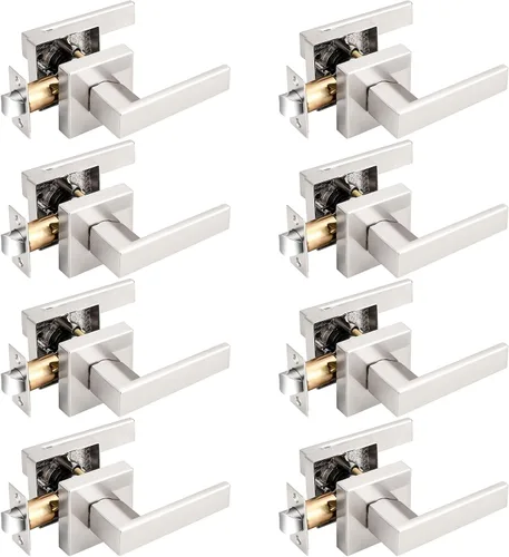 Miniatura 153 de Probrico Paquete de 4 manijas de puerta simuladas en negro mate, manijas interiores que no giran, manijas reversibles resistentes para interiores