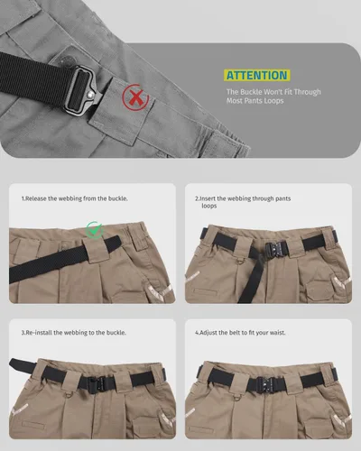 Miniatura 5 de FAIRWIN Tactical Belt, Work Belts for Men Military Webbing Riggers Web Belt Heavy-Duty Quick-Release Buckle