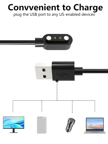 Miniatura 5 de [Paquete de 2] para Gydom Fitness Tracker Smartwatch Cable de carga USB magnético, cargador de cable de 2 pines para reloj inteligente.