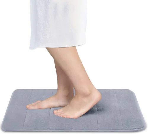 Miniatura 7 de Betus Tapete de baño de espuma viscoelástica de lujo, absorbente de agua, súper acogedor y antideslizante, lujoso tapete de baño de terciopelo Negro