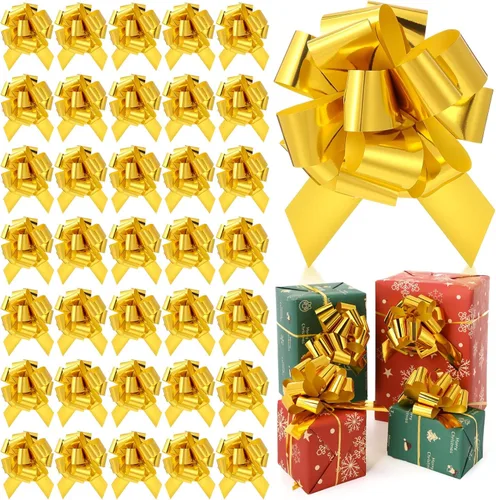 Miniatura 11 de Poen 30 Lazos de Tirar de Navidad para Envolver Regalos de 5 Pulgadas Lazos de Tirar Grandes de Cinta para Bolsa de Regalo de Vacaciones Caja Cesta