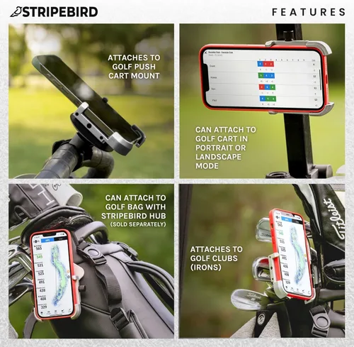 Miniatura 3 de Stripebird - Soporte Magnético Original para Teléfono de Golf - Accesorio para Carrito de Golf - Montura delgada para Smartphone - Almacena y Accede