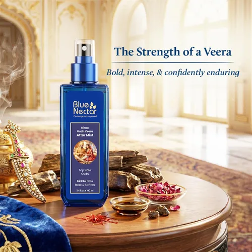 Miniatura 3 de Blue Nectar Niraa Oudh Veera Attar Mist Bruma de perfume para hombres y mujeres Oudh Attar de larga duración con rosa y azafrán Spray