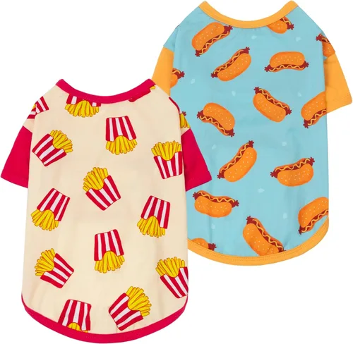 Miniatura 10 de Fitwarm Paquete de 3 camisas para perro con diseño de oso y león, ropa divertida para perros pequeños, niños y niñas, traje de verano para mascotas